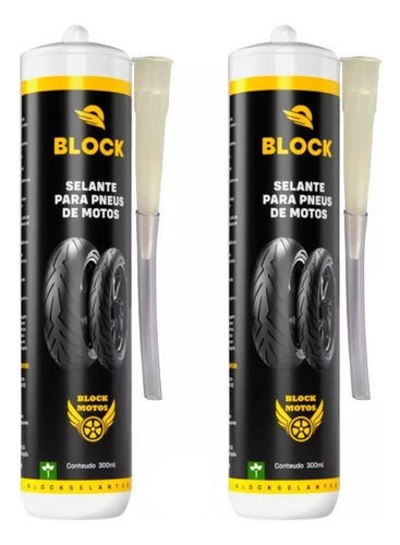 Vacina Selante Block Pneu Moto Combo Com 2 Frasco 300 Ml