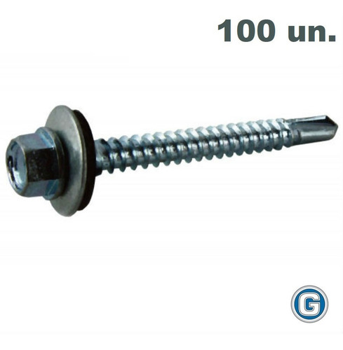Imagen 2 de 9 de Tornillo Autoperforante Techo 14 X 2 1/2 Bolsa X 100 Un Gramabi Arandela Chapa Goma Vulcanizada Punta Mecha Metal Madera