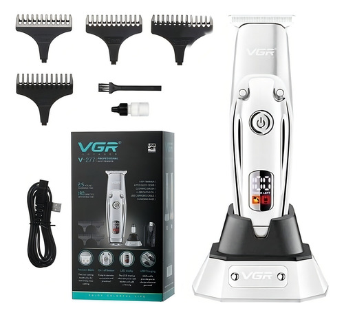 Máquina de cortar cabelo para barba com painel LED recarregável USB Vgr V-277