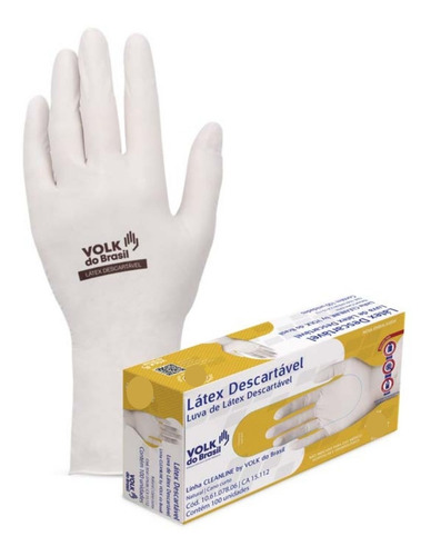 Luvas descartáveis Volk do Brasil Descartável cor branco tamanho  G de látex com pó em kit de 10 x 100 unidades 