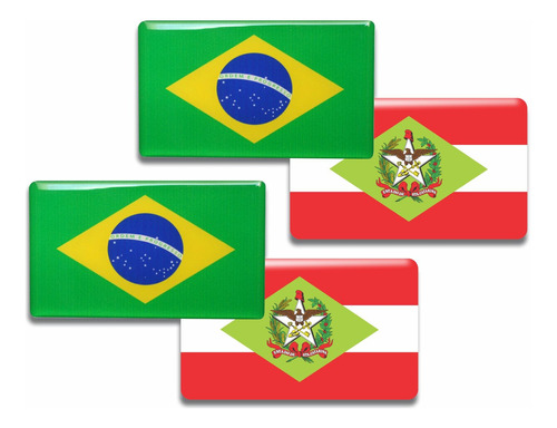 Adesivos Bandeira Santa Catarina 04 Unidades Resinada Relevo