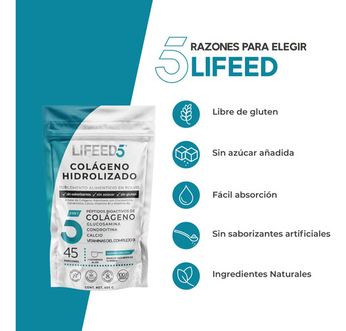 Imagen 5 de 7 de Lf5 Colageno Hidrolizado Condroitina Glucosamina Calcio