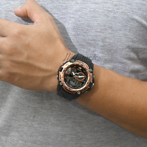 Reloj X-games para hombre Anadigi Xmppa274 Bxpx, color de fondo negro y rosa, color positivo
