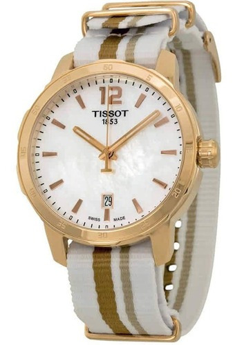 Reloj Tissot Quickster Madre Perla Nylon 40mm Boleta Color de la correa Blanco Color del bisel Oro Rosa