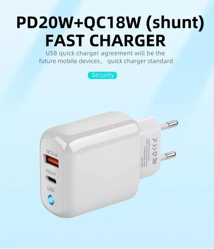 Cargador Enchufe Doble 20w Carga Rápida Para iPhone/iPad