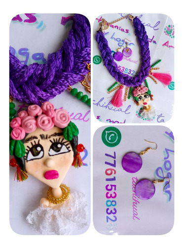 Hermoso Collar Frida  Auténtico+ Aretes100% Arte