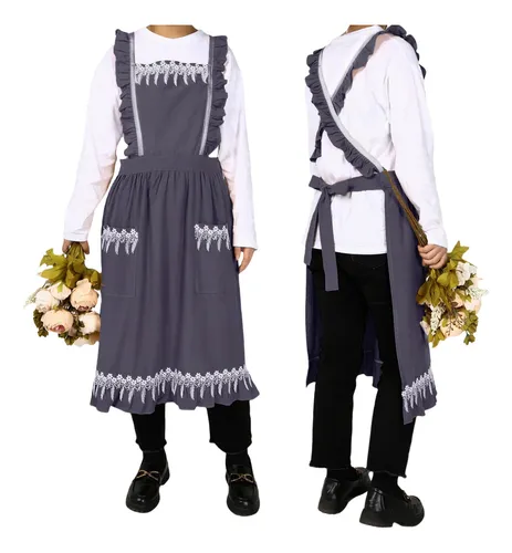 comprar Delantal De Lino Y Algodón Violet Mist Para Mujer, Con Espal