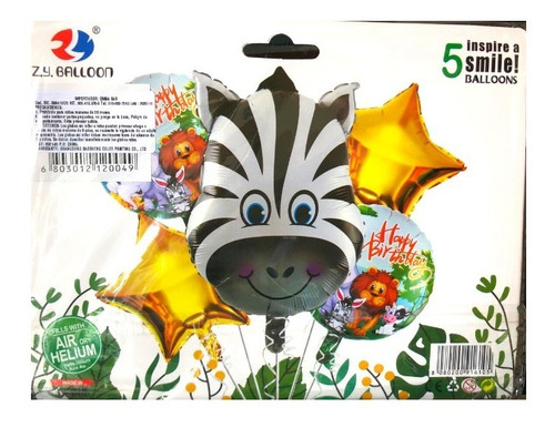 Globos Metalizados Animales Selva O Granja Infantil5 Globos 