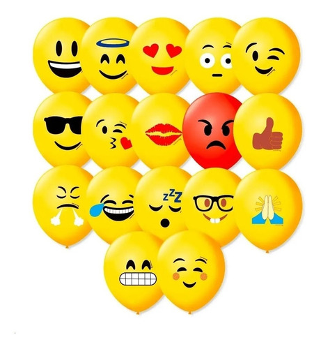 Bexiga Balões São Roque Emoticons Decorados C/ 25un Emoções