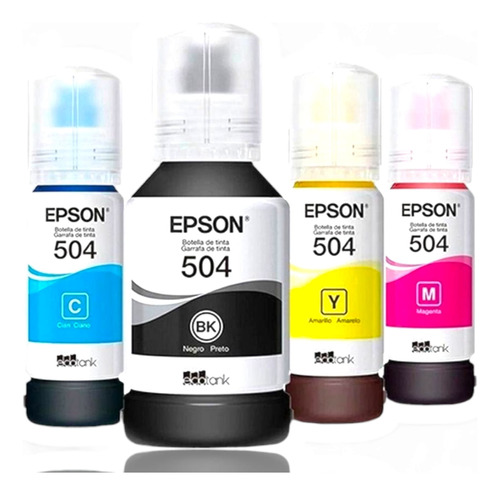 4 Garrafa De Tinta P/impressoras Epson Ecotank Bulk Ink T504