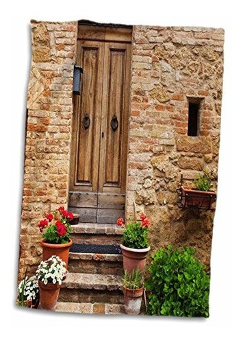 Puerta De La Casa De Rosas 3d Y Flores-pienza-toscana-italia