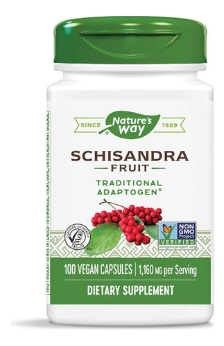 Suplemento en cápsula Nature's Way  Schisandra fruit fruta de schisandra en pote 100 un