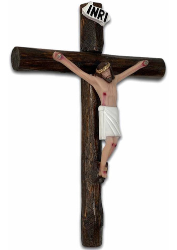 Cristo Crusifijo De Madera Rustica Artesanal 30cm
