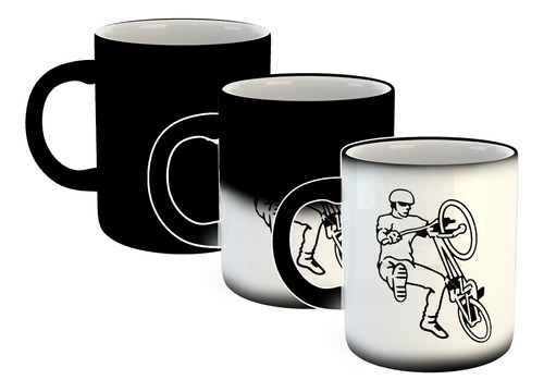 Taza Magica Ciclista Haciendo Trucos Bici