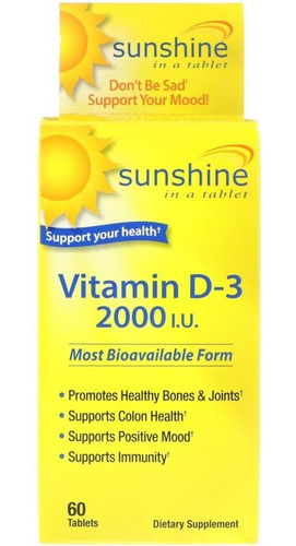 Vitamina D-3 2000iu Sunshine Windmill 60 Tabletas