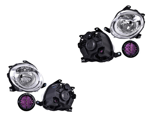 Par Juego Faros Superiores Fiat 500 2009 - 2012 Depo Rxc