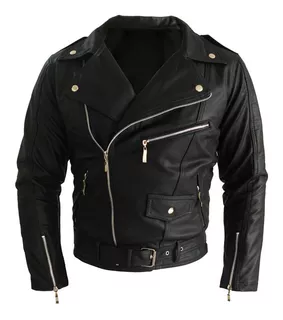 Chamarra Para Hombre Biker Chaqueta De Cuero Sintètico