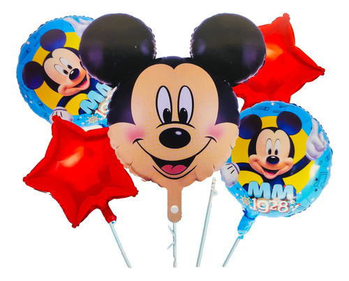 Bouquet Globos Cabeza De Mickey Mouse Rojo Decoración Niño