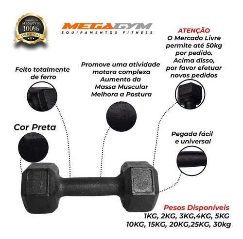Halter Sextavado Pintado 20kg Peso De Academia