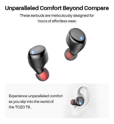 Auriculares Ergonómicos Tozo T6, Bluetooth, Inalámbricos