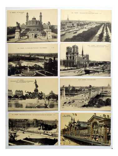 7 Tarjetas Postales Antiguas De Paris  1910