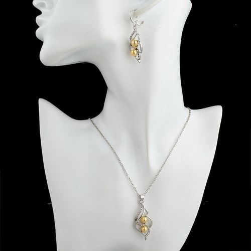 Conjunto Colar E Brincos Pérola E Cristais