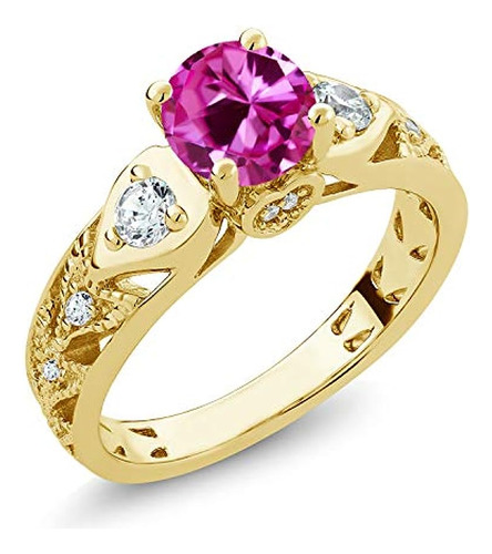 Gem Stone Anillo Para Mujer Plata Chapada En Oro Amarillo 18