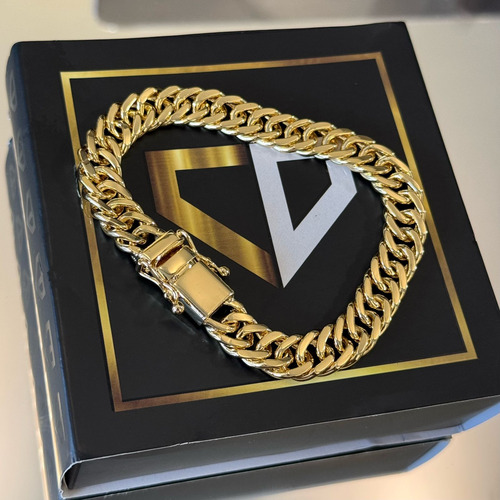 Pulseira Grumet Lacraia 10mm Masculina Banhada A Ouro 18k