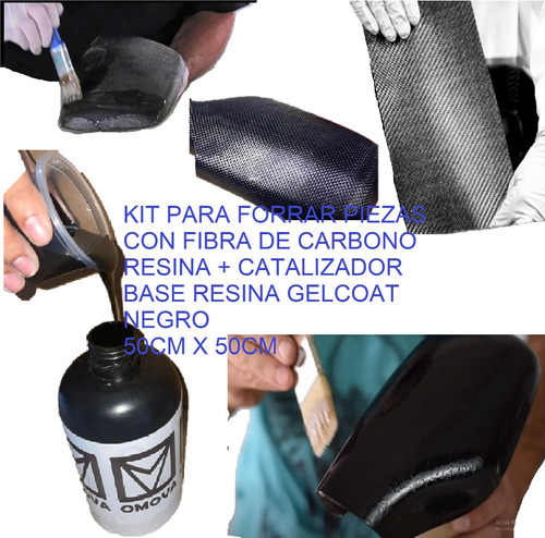 Kit Forrar Fibra De Carbono Real Tela 50x50cm + Kit Resinas