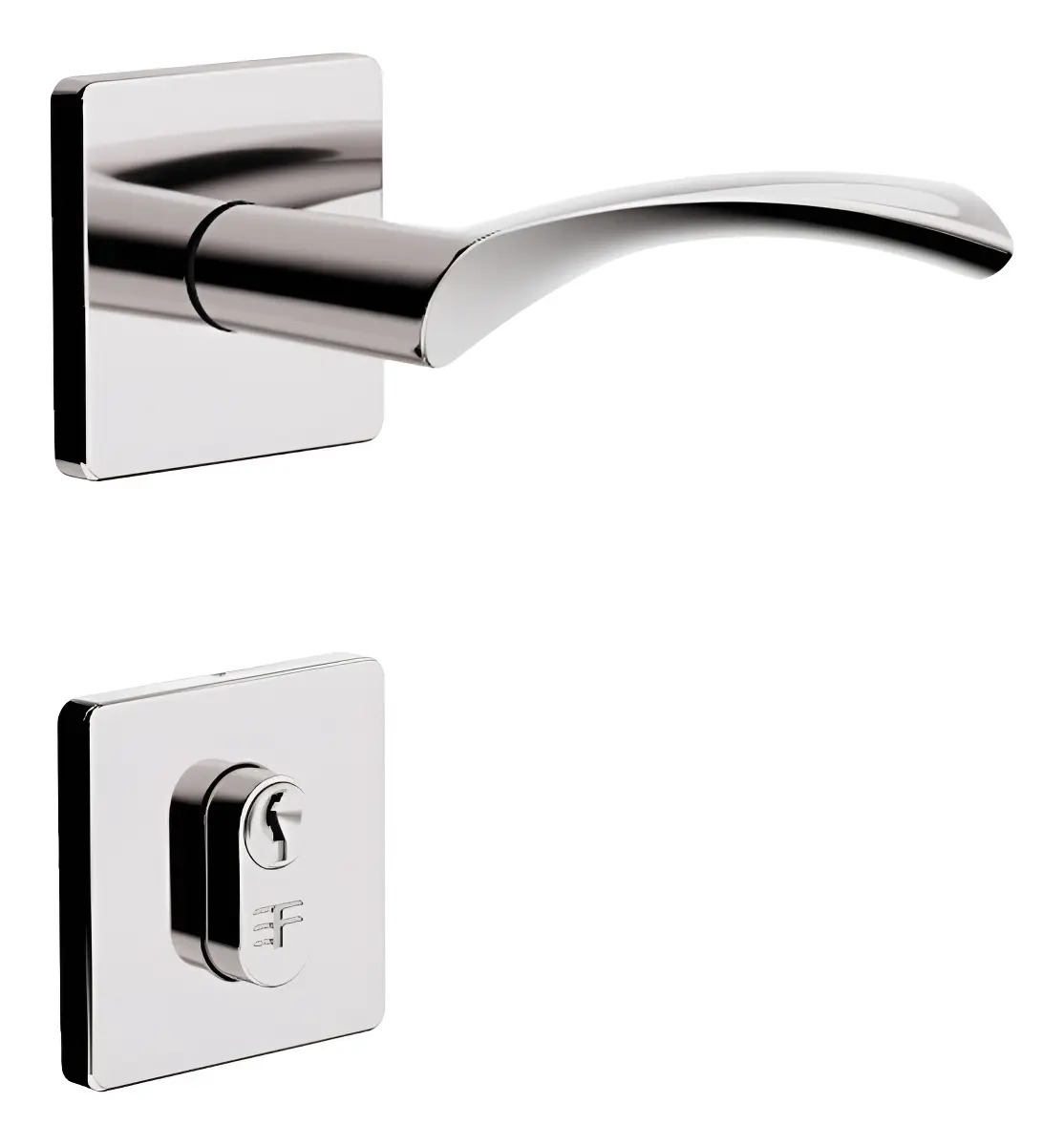 Fechadura Externa 3F 740E119 Cromada Porta Madeira Alavanca Inox