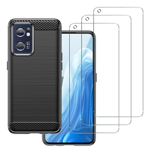 Funda Silicona Fibra De Carbono Para Find X5 Lite+mica