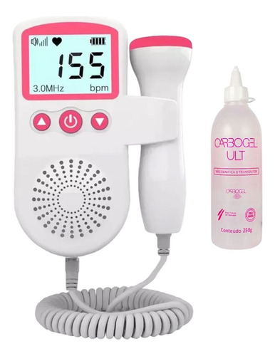 Sonar Fetal Doppler Monitor Batimento Cardíaco Pré Natal Bb Cor Rosa