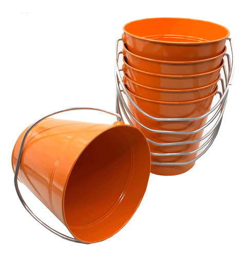 Cubeta De Metal 6 pack, Naranja (7.5 x 7.5  Total Para 6 pc 