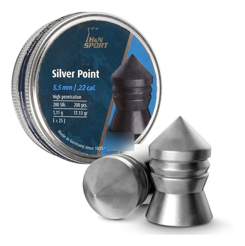 Balines H&n Silver Point 5.5 Mm X 200 Aire Comprimido Caza