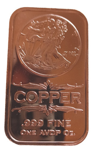 Lingote De Cobre Puro De 1 Onza Troy 0,999 Walking Liberty