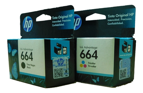 Combo Cartucho Hp 664 Negro Y Color Vigente Original Verfcab