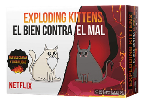 Juego De Cartas Exploding Kittens El Bien Contra El Mal  