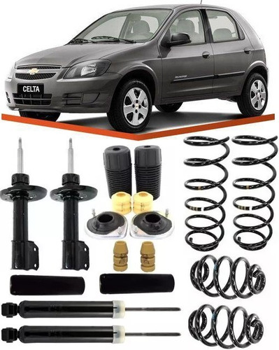 4 Amortecedor+ 4 Kit+ 4 Mola Suspensão Celta 2009 10 11 12