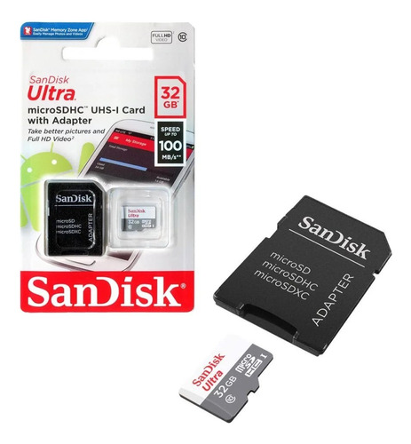 Tarjeta Memoria + Adaptador Sandisk 32gb Ultra Micro Sdhc 
