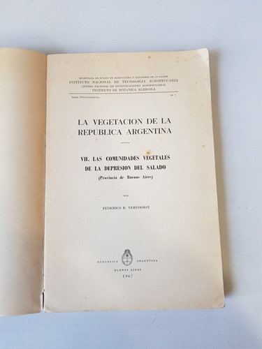 Imagen 2 de 10 de Antiguo Libro Vegetación Arg + Mapa Vervoorst 1967 Mag 56285