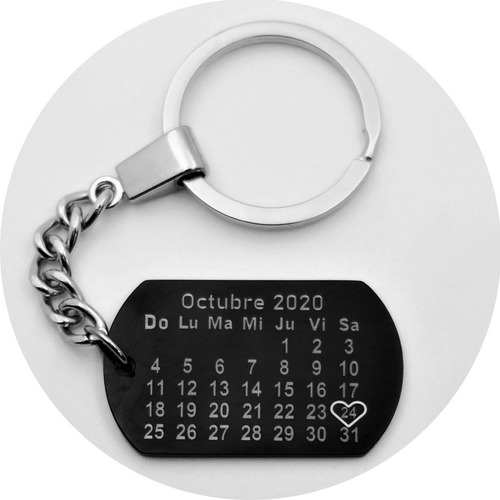 Llavero Acero Personalizado Calendario Y Spotify 1056