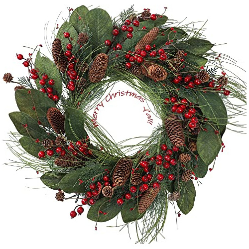 Corona De Navidad De 22 Pulgadas Puerta Delantera, Coro...