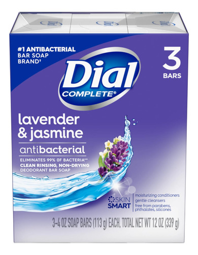 Dial Jabon Desodorante Antibacteriano Lavender & Jasmine, Ba