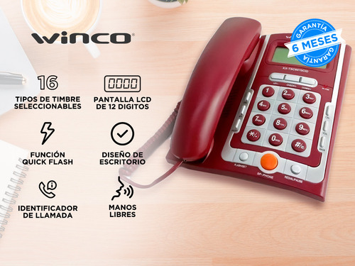 Teléfono Fijo Con Identificador Winco W7070 Manos Libres