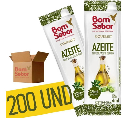 Sache De Azeite De Oliva Gourmet Bom Sabor 4ml - 200 Saches