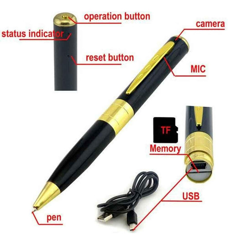 Bolígrafo Espía Usb Camuflado Cámara Seguridad Sd