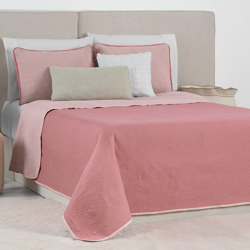Edredón Ligero Doble Vista Real Textil + 1 Funda De Almohada | Juego De Colcha Individual, Color Rosa Oscuro - Rosa