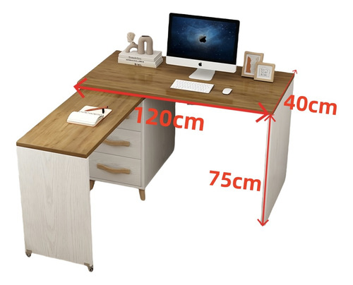 Escritorio Reversible Forma De L Con 3 Cajones