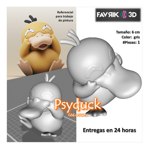 Figura Muñeco Pokémon De Psyduck 3d Para Niños Y Adultos