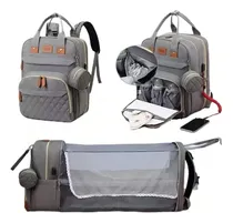 Comprar Mochila Bolso Maternal Con Cuna Bebé Cambiador Color Gris Diseño De La Tela Liso